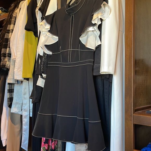 COPY - Cinq a Sept Reiko Ruffle Sleeve Cutout Fit & Flare Skater Dress - Picture 3 of 3